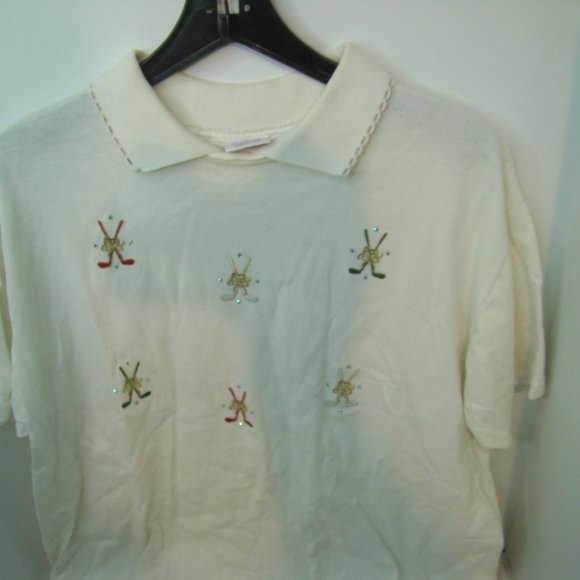 Natalie Golf Tee Shirt Large Golf Club Christmas red white green Short Sleeve - Picture 4 of 9